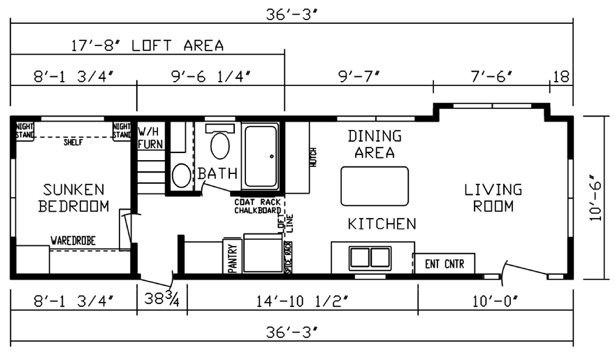 Harvey 11 X 36 Park Model RV Floor Plan Factory Expo